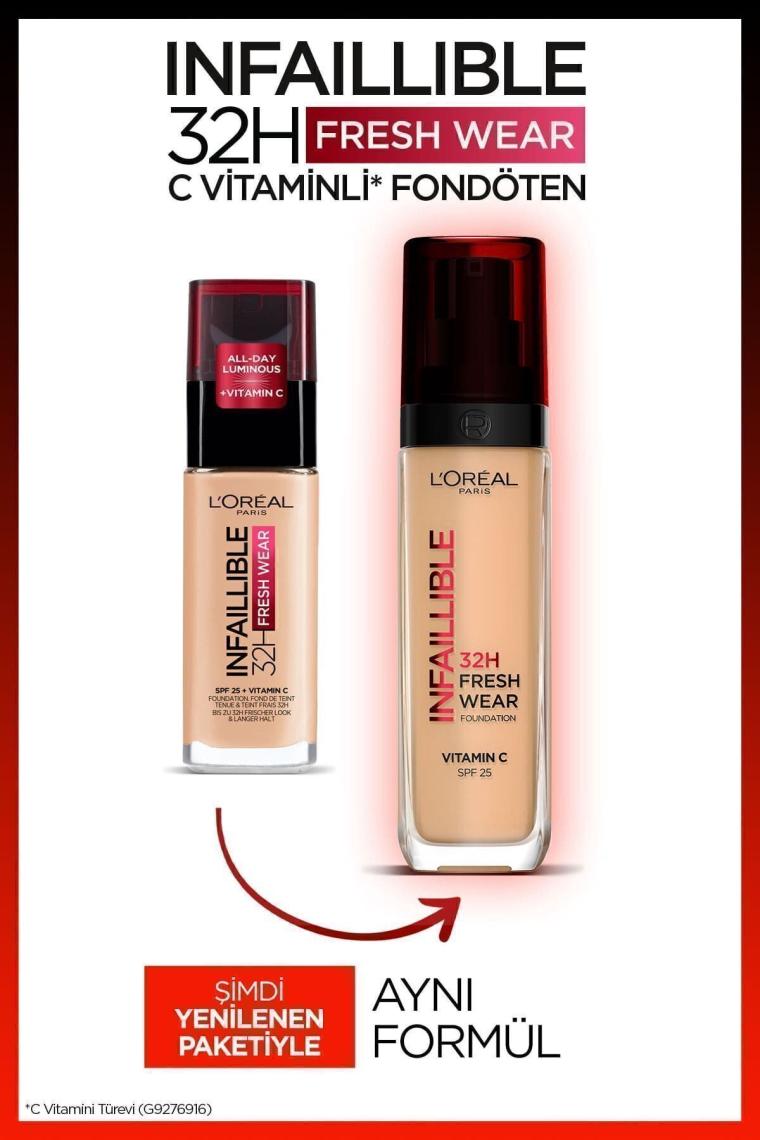 Loreal Paris Infaillible 32H Fresh Wear C Vitaminli Fondöten 125 Natural Rose