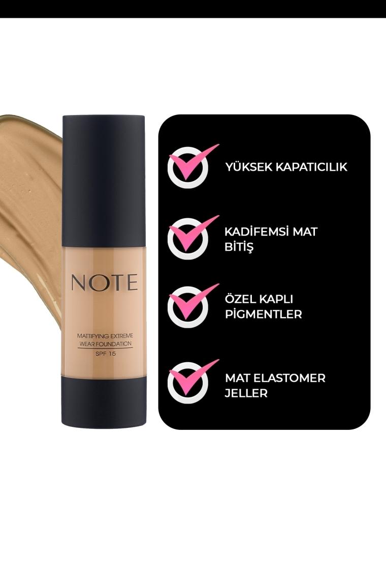 Note Mattifying Extreme Wear Fondöten Spf 15 02 Natural Beige