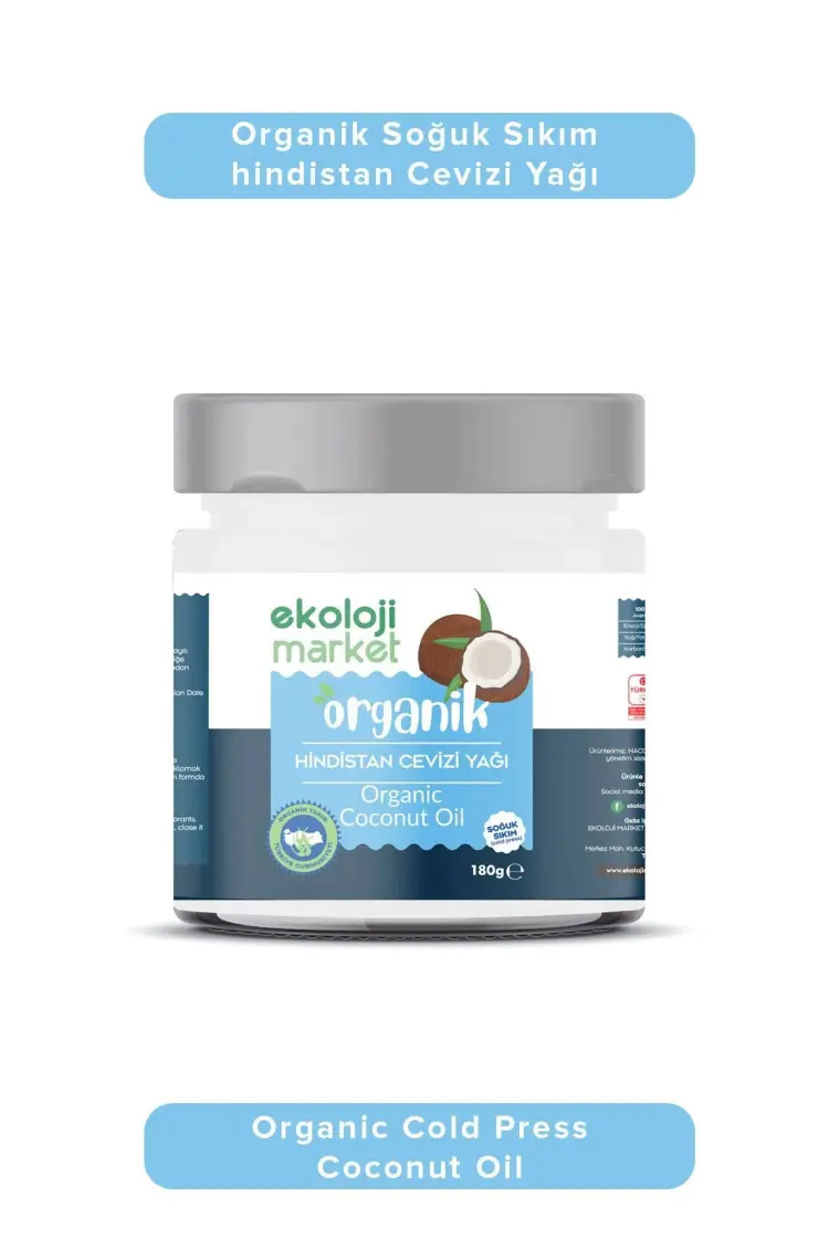 Ekoloji Market Organik Hindistan Cevizi Yağı Soğuk Sıkım 180 ml
