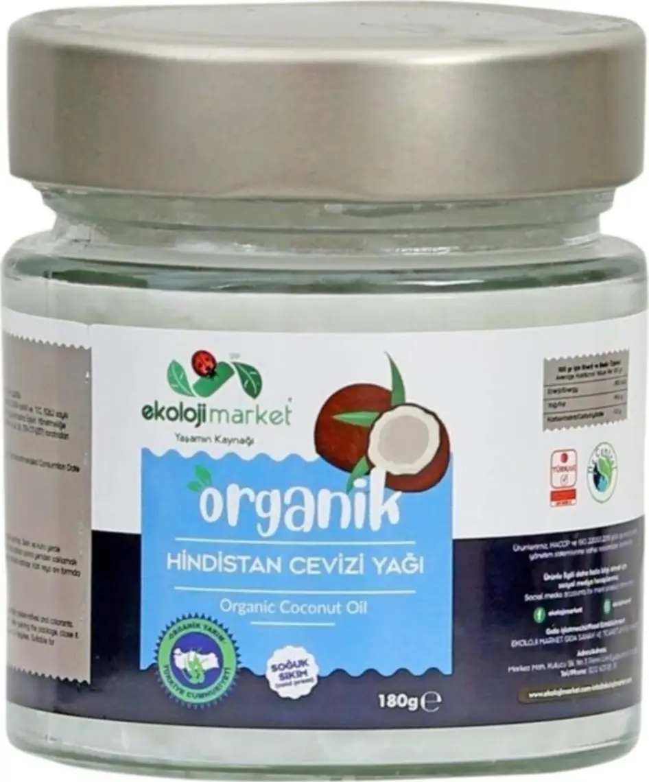 Ekoloji Market Organik Hindistan Cevizi Yağı Soğuk Sıkım 180 ml