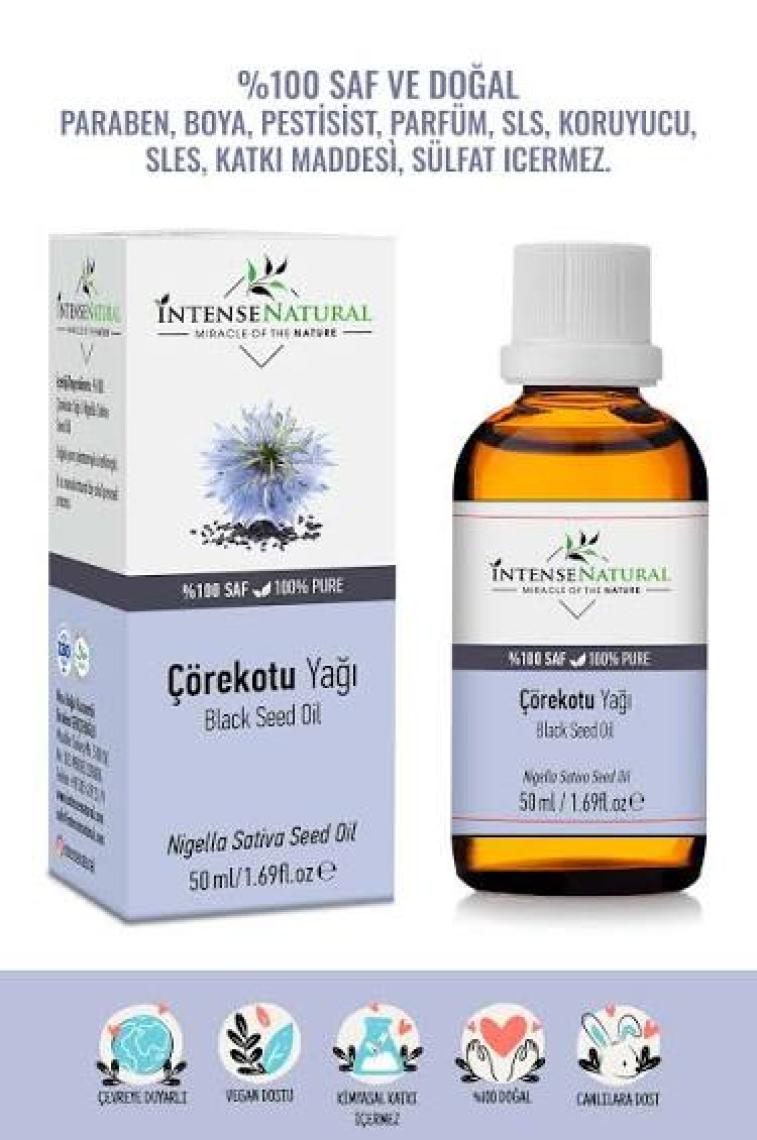 Intense Natural Çörek Otu Yağı Soğuk Sıkım 50 ml %100 Saf ve Doğal Çörekotu Black Seed Oil