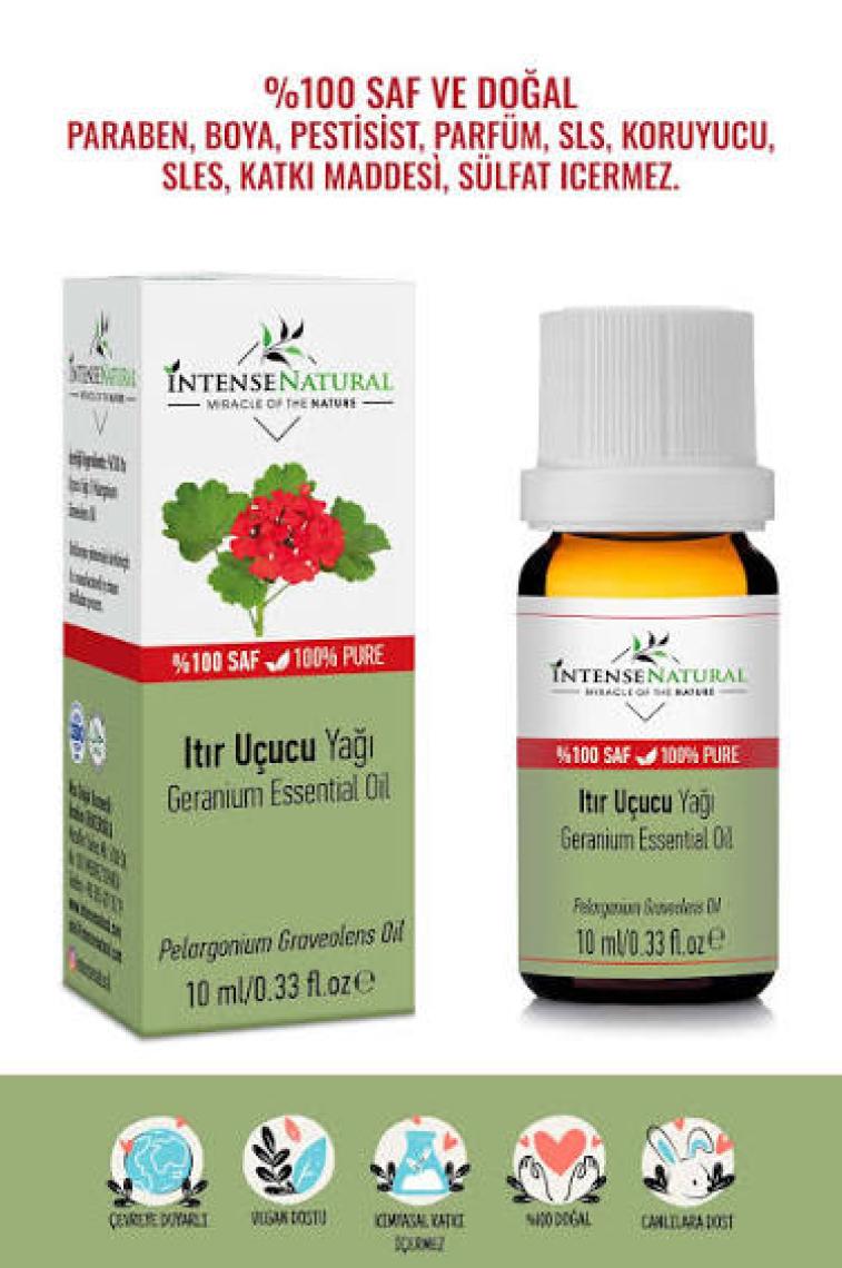 Intense Natural Itır Uçucu Yağı 10 ml %100 Saf ve Doğal Sardunya Çiçeği Geranium Flower Essential Oil