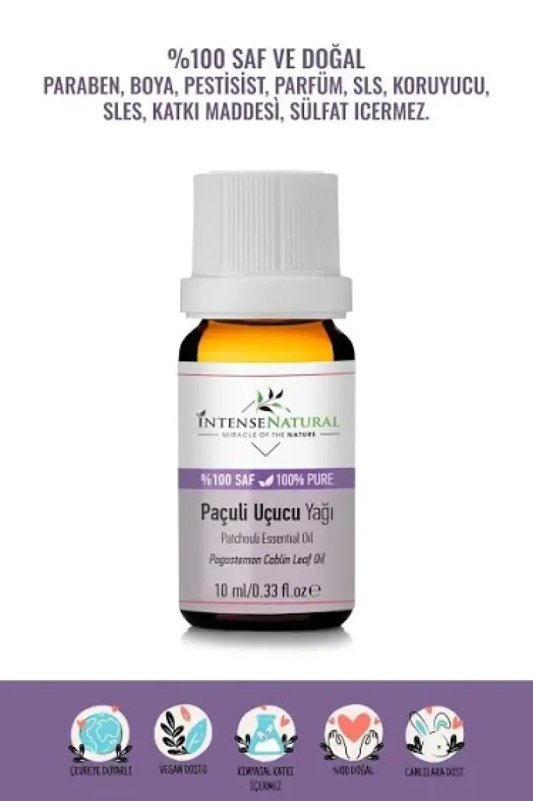 Intense Natural Paçuli Uçucu Yağı 10 ml %100 Saf ve Doğal Tefarik Patchouli Essential Oil