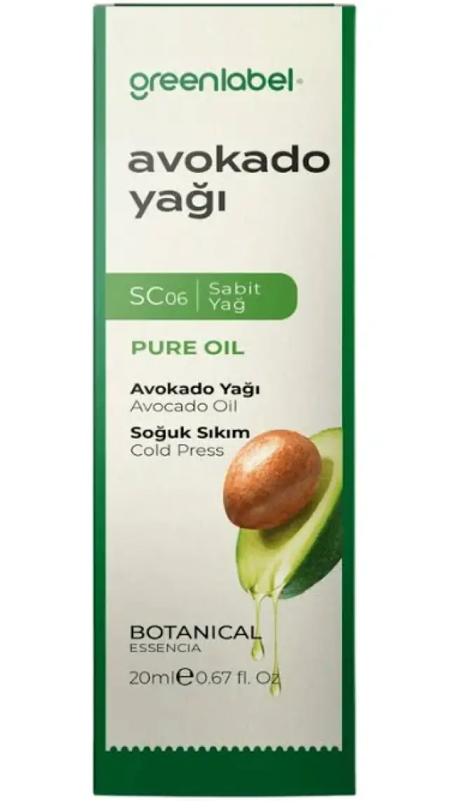 Green Label Avokado Yağı Soğuk Sıkım %100 Doğal Ve Saf 20ml
