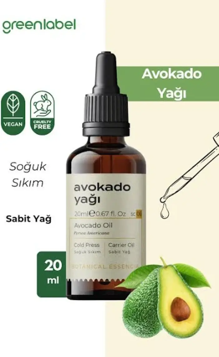 Green Label Avokado Yağı Soğuk Sıkım %100 Doğal Ve Saf 20ml
