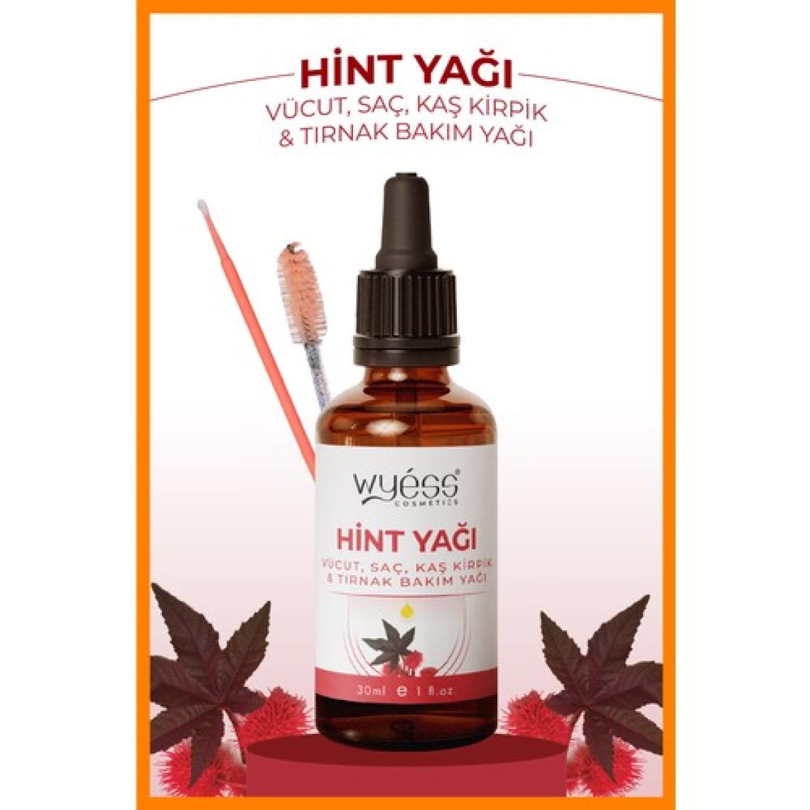 Wyess Hint Yağı (Castor Oil)- Vücut, Saç, Kaş Kirpik Ve Tırnak Bakım Yağı, Soğuk Sıkım %100 Saf 30 ml