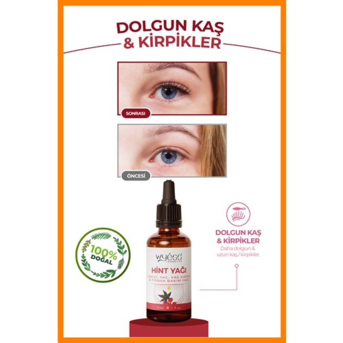 Wyess Hint Yağı (Castor Oil)- Vücut, Saç, Kaş Kirpik Ve Tırnak Bakım Yağı, Soğuk Sıkım %100 Saf 30 ml