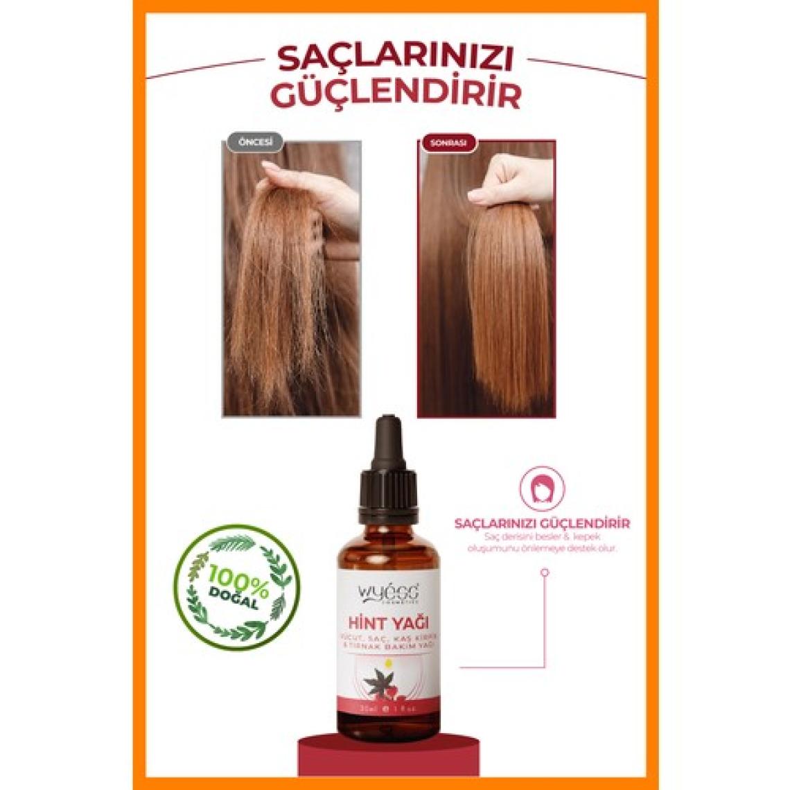 Wyess Hint Yağı (Castor Oil)- Vücut, Saç, Kaş Kirpik Ve Tırnak Bakım Yağı, Soğuk Sıkım %100 Saf 30 ml