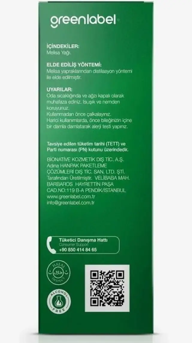 Green Label Melisa Yağı %100 Doğal Ve Saf 10ml
