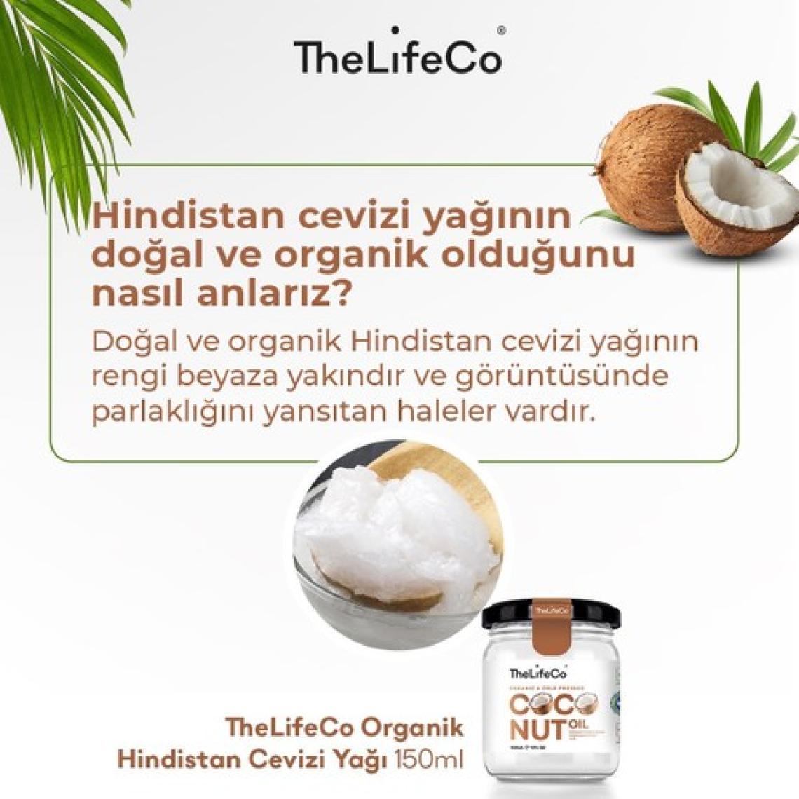 TheLifeCo Organik Hindistan Cevizi Yağı 150 ml (Soğuk Sıkım, Vegan)