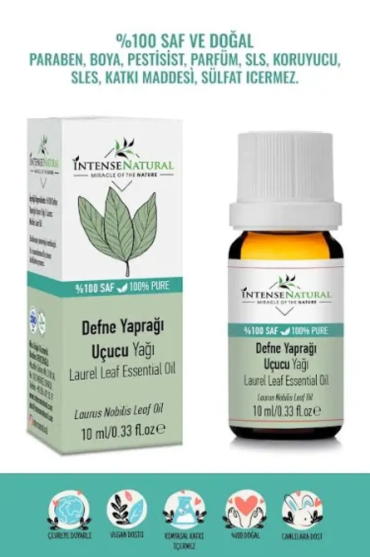 Intense Natural Defne Yaprağı Uçucu Yağı 10 ml %100 Saf ve Doğal Laurel Leaf Essential Oil