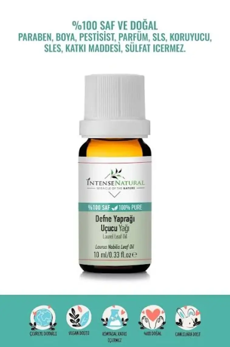 Intense Natural Defne Yaprağı Uçucu Yağı 10 ml %100 Saf ve Doğal Laurel Leaf Essential Oil