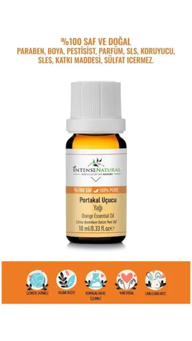 Intense Natural Portakal Uçucu Yağı 10 ml %100 Saf ve Doğal Orange Essential Oil