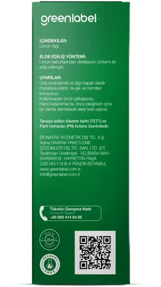 Green Label Limon Yağı %100 Doğal Ve Saf 20ml