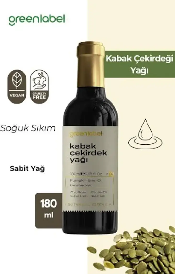 Green Label Kabak Çekirdeği Yağı Soğuk Sıkım %100 Doğal Ve Saf 180ml