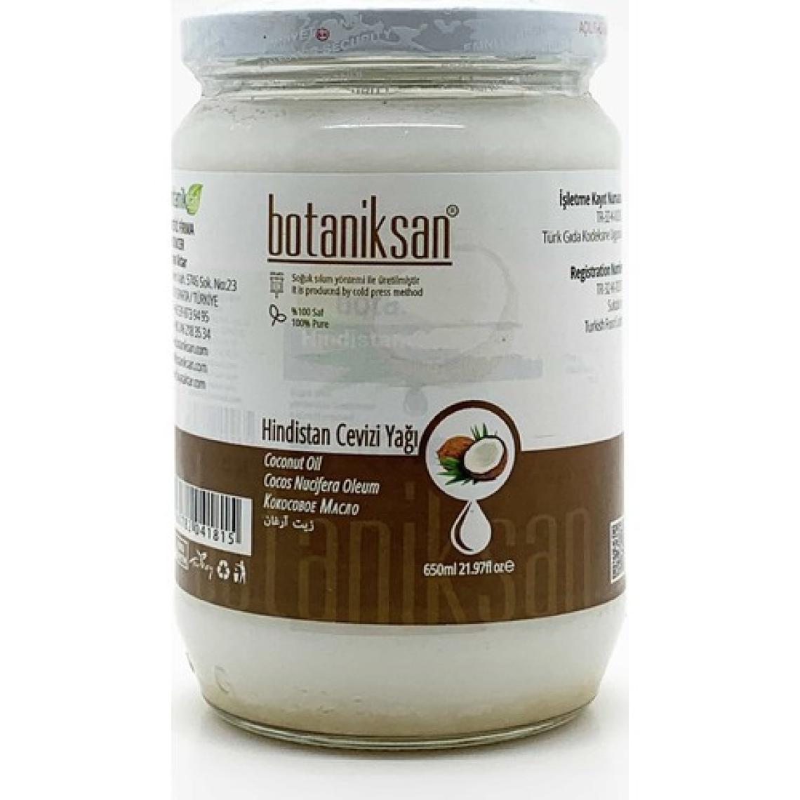 Botaniksan Hindistan Cevizi Yağı 650gr Soğuk Sıkım, Saf, Doğal, Katkısız
