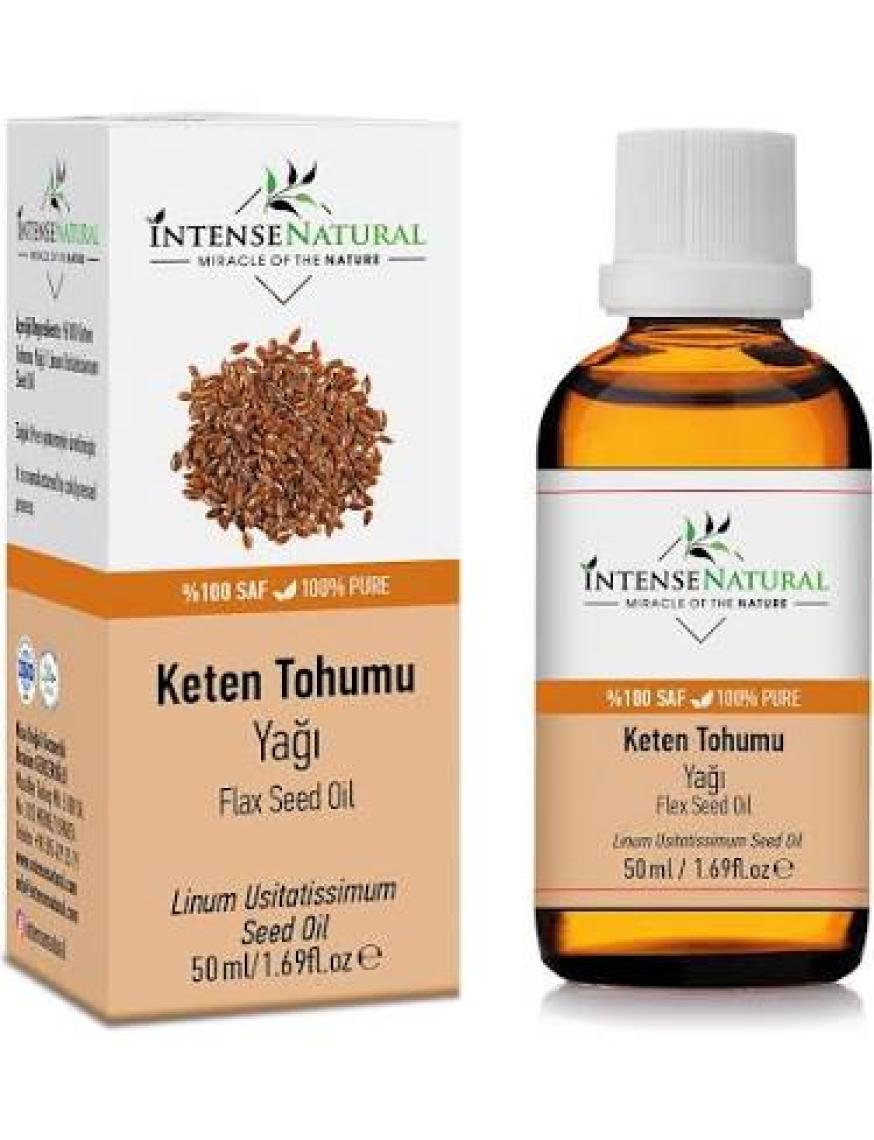 Intense Natural Keten Tohumu Yağı Soğuk Sıkım 50 ml %100 Saf ve Doğal Flax Seed Oil
