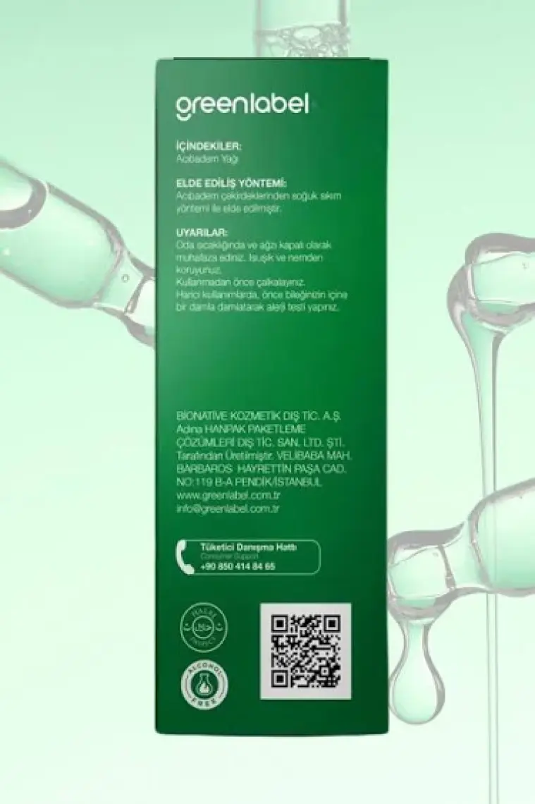 Green Label Acıbadem Yağı Soğuk Sıkım %100 Doğal Ve Saf 20ml
