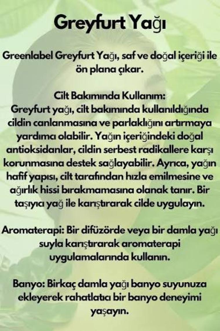 Green Label Greyfurt Yağı %100 Doğal Ve Saf 20ml