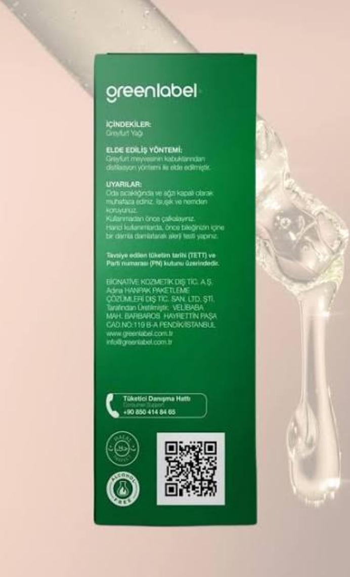 Green Label Greyfurt Yağı %100 Doğal Ve Saf 20ml