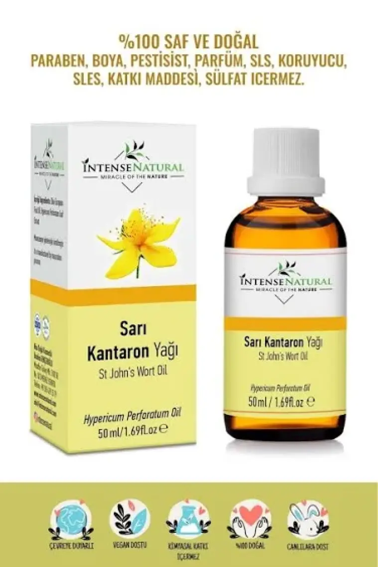 Intense Natural Sarı Kantaron Yağı 50 ml %100 Saf ve Doğal St John's Wort Oil
