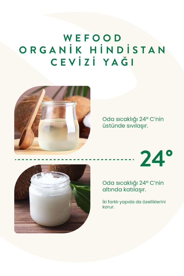 Wefood Organik Hindistan Cevizi Yağı 300 ml (Soğuk Sıkım) 8681749104321