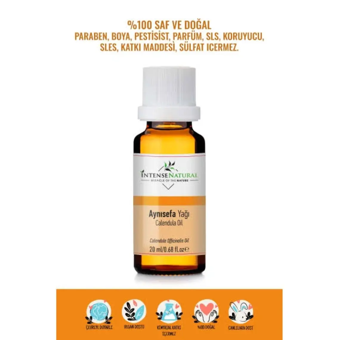 Intense Natural Aynısefa Çiçeği Yağı 20 ml %100 Saf ve Doğal Aynı Sefa Calendula Flower Oil
