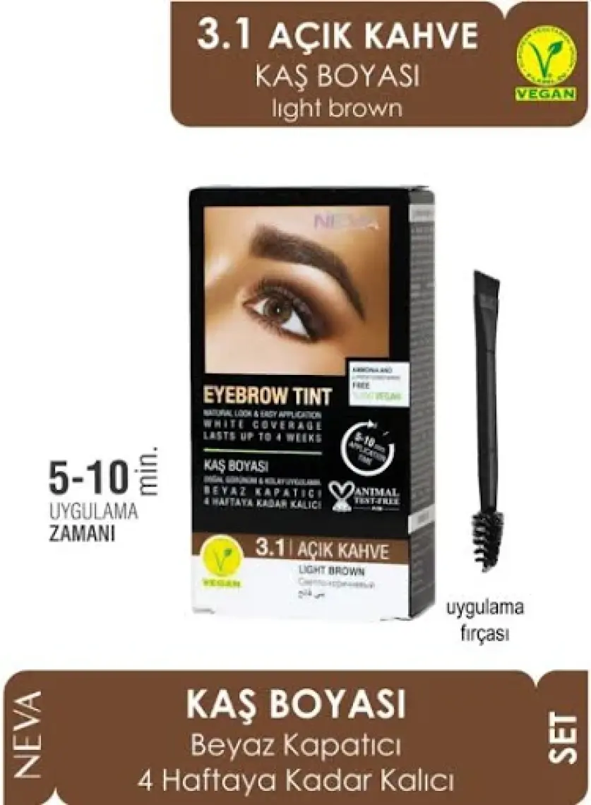 Neva Eyebrow Tint Kaş Boyası Vegan 3.1 Açık Kahve 15 ml