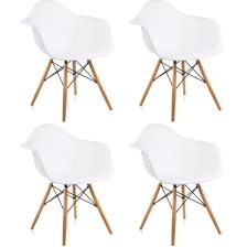 Kolçaklı Beyaz Eames Sandalye - 4 Adet - Cafe Balkon Mutfak Sandalyesi