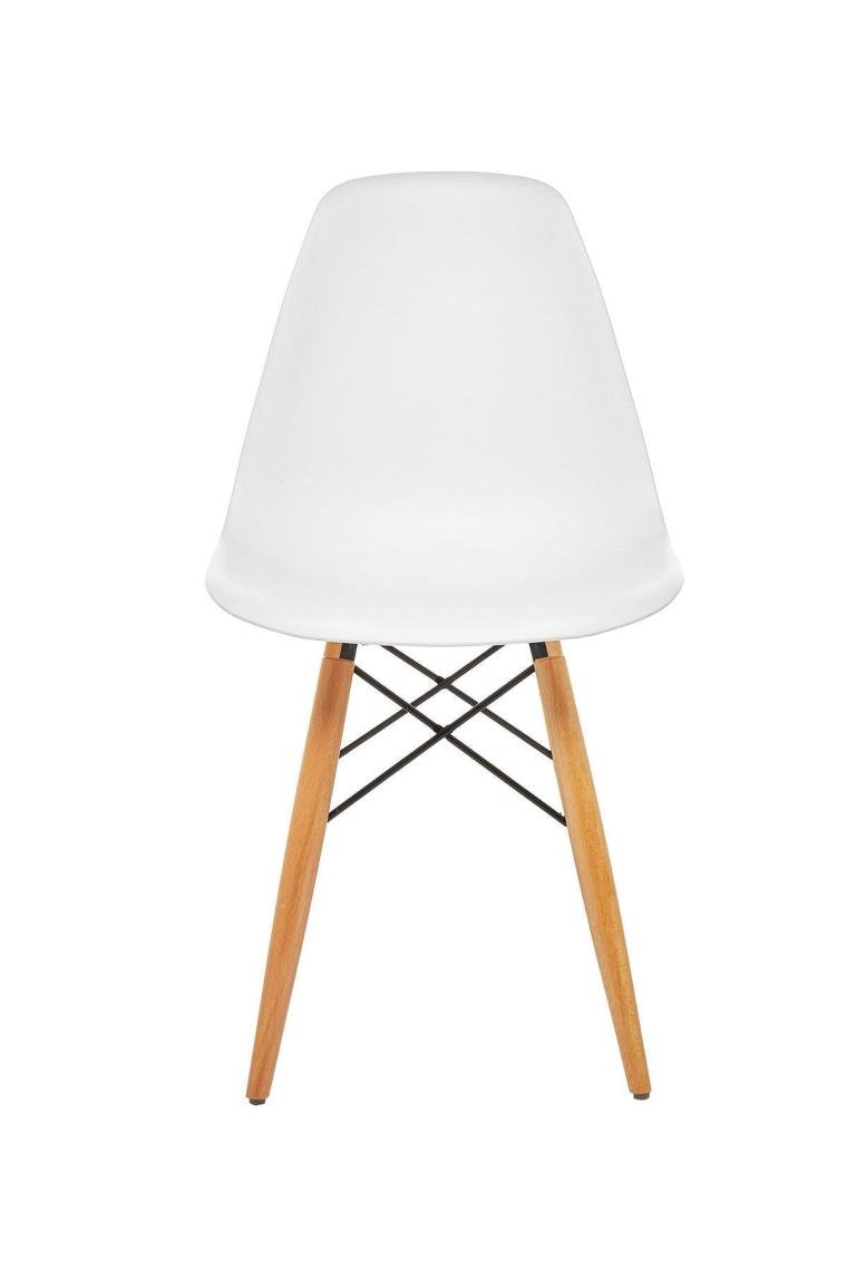 Beyaz Eames Sandalye Natural Ahşap Ayaklı | 4 Adet