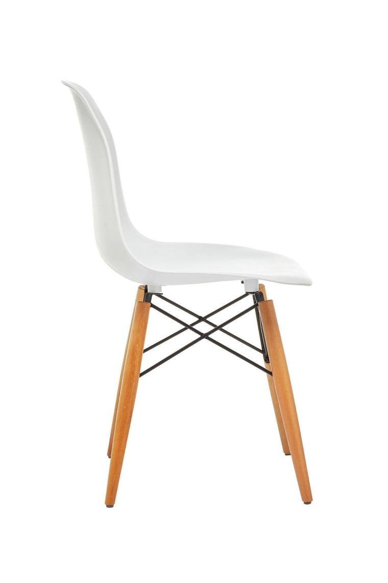 Beyaz Eames Sandalye Natural Ahşap Ayaklı | 4 Adet