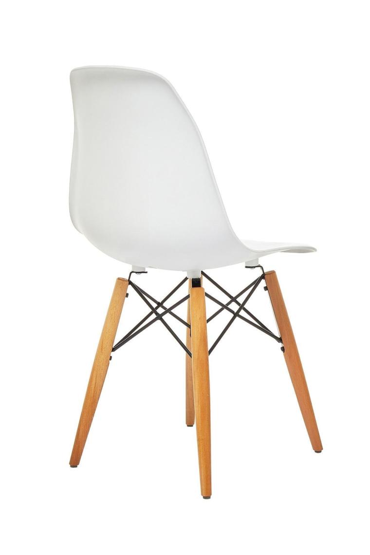 Beyaz Eames Sandalye Natural Ahşap Ayaklı | 2 Adet