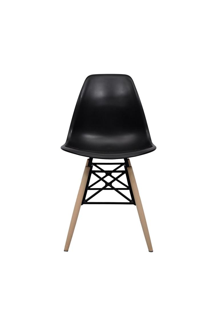 Siyah Eames Plastik Kafesli Sandalye - 2 Adet - Cafe Balkon Mutfak Sandalyesi