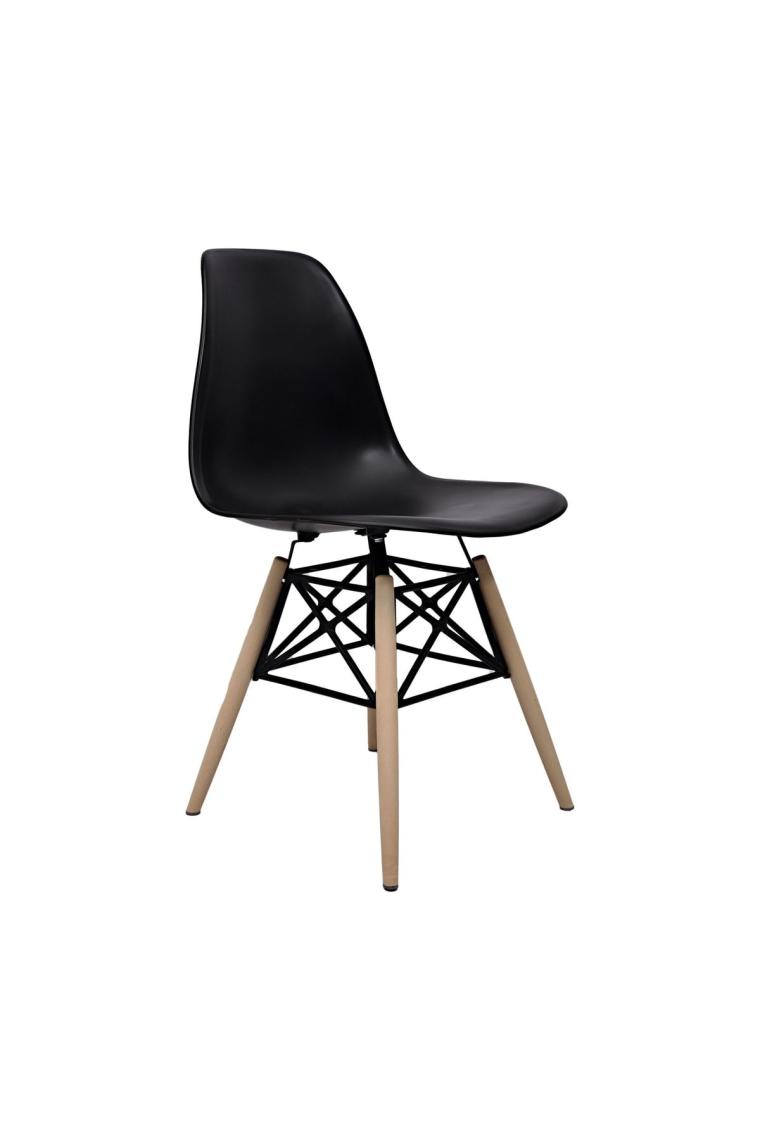 Siyah Eames Plastik Kafesli Sandalye - 2 Adet - Cafe Balkon Mutfak Sandalyesi