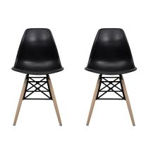 Siyah Eames Plastik Kafesli Sandalye - 2 Adet - Cafe Balkon Mutfak Sandalyesi