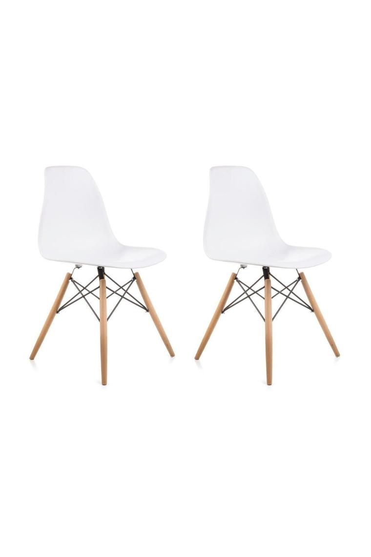 Beyaz Eames Sandalye - 2 Adet - Cafe Balkon Mutfak Sandalyesi