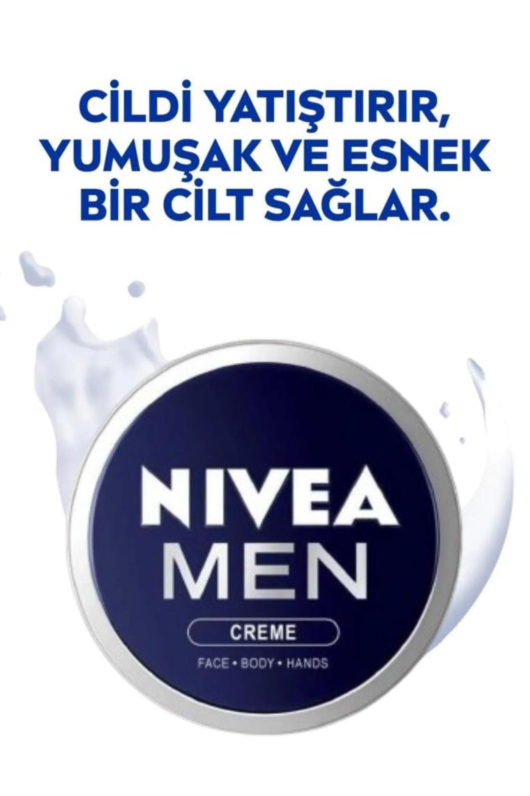 MEN Erkek Creme 75ml, Yoğun Nemlendirici, Yağlı ve Yapışkan His Bırakmaz, Hızlı Emilir, El Vücut Yüz