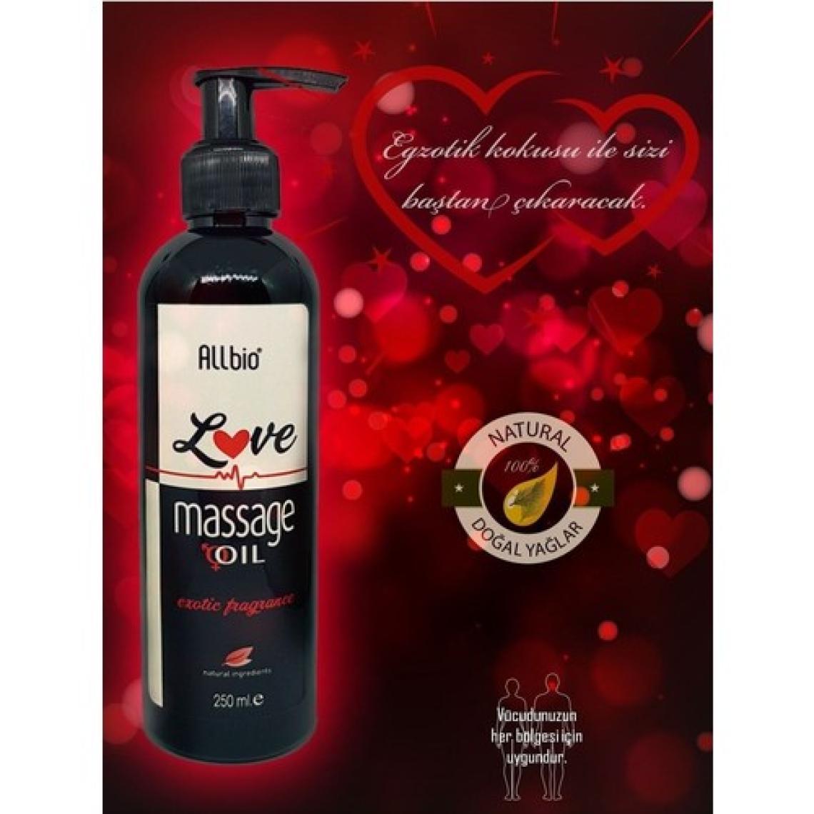 AllBio 250 ml Aşk Aromalı Masaj Yağı - Doğal, Yenilebilir ve Tüm Vücut İçin Uygun