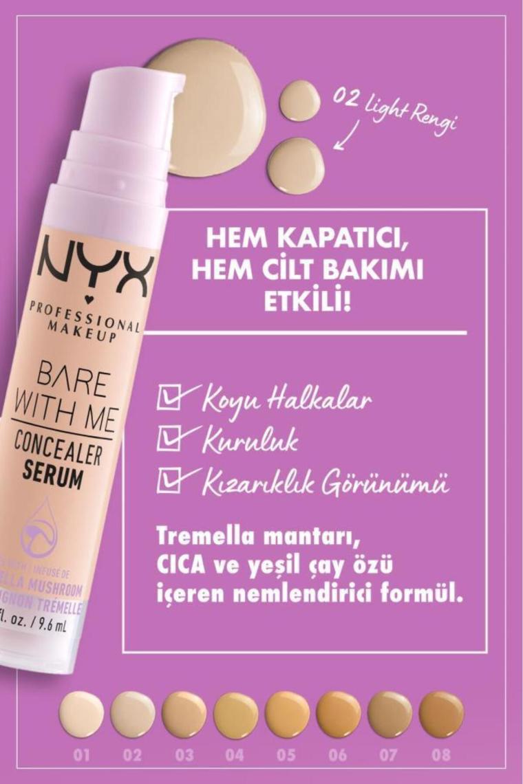NYX Professional Makeup Bare With Me Kapatıcı Serum 02 Light