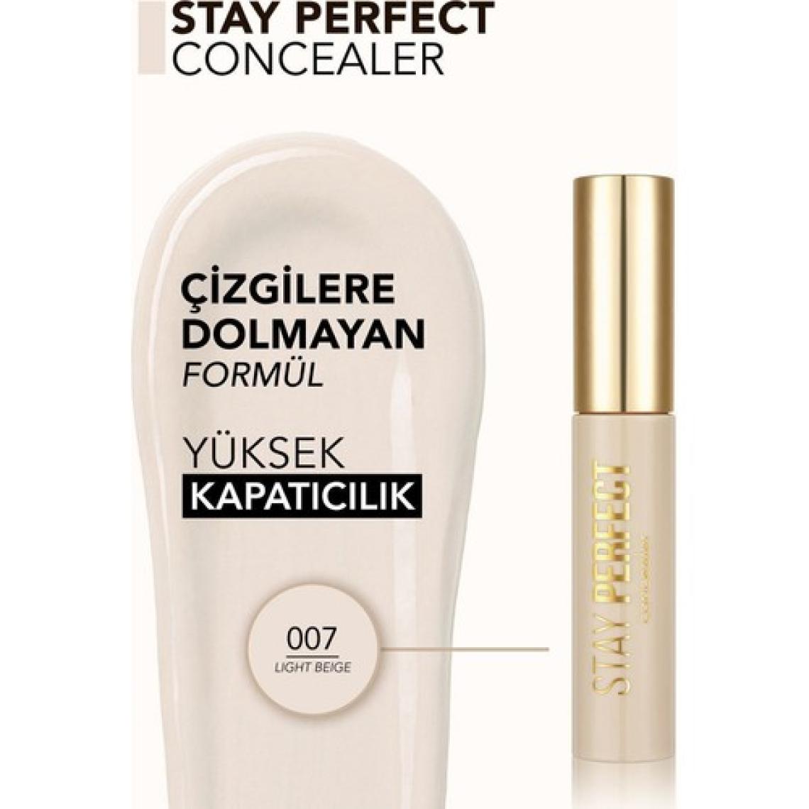 Stay Perfect Yüksek Pigmentli & Yarı Mat Bitişli Likit Kapatıcı (007 Light Beige) 8682536085564