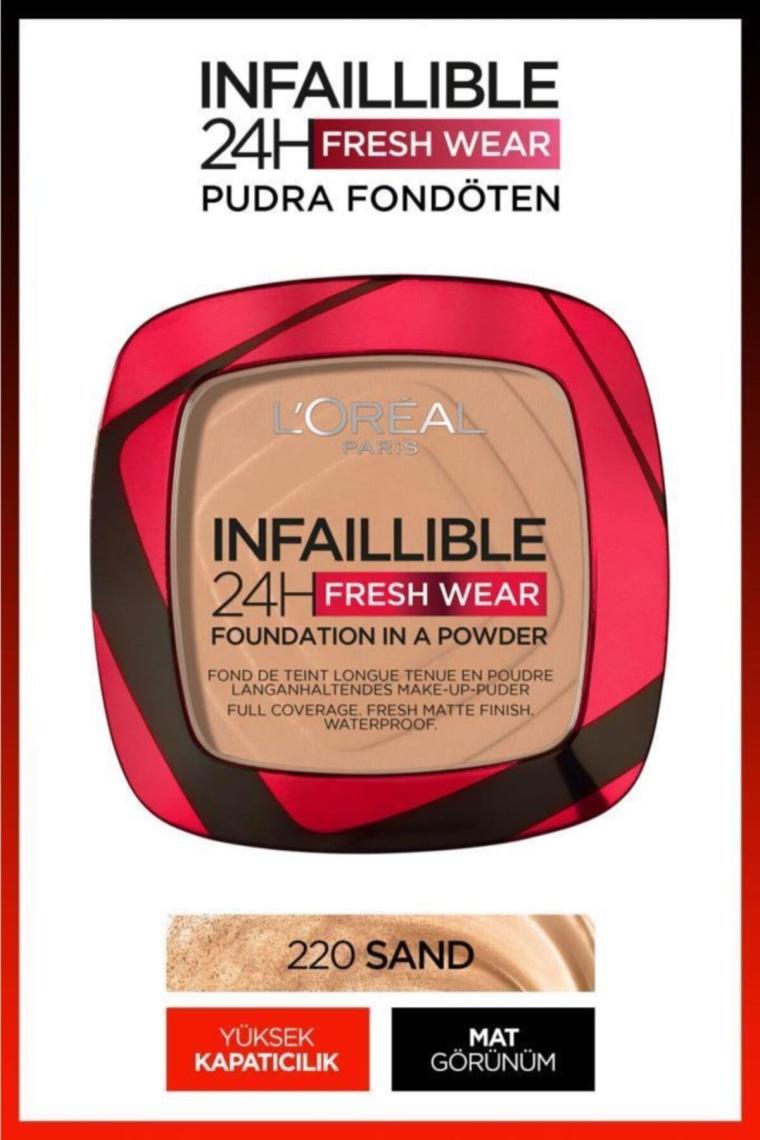 Loreal Paris Infaillible 24H Fresh Wear Fondation in a Powder Pudra Fondöten 220 Sand