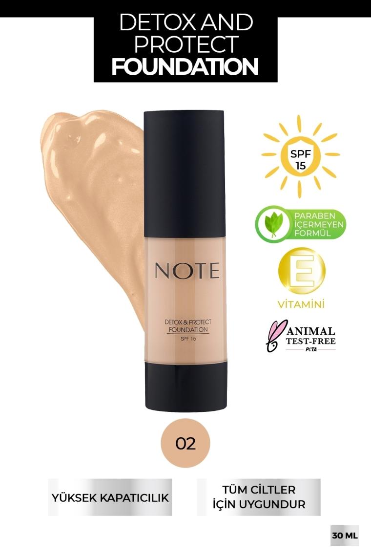 Note Detox & Protect Fondöten Spf 15 02 Natural Beige