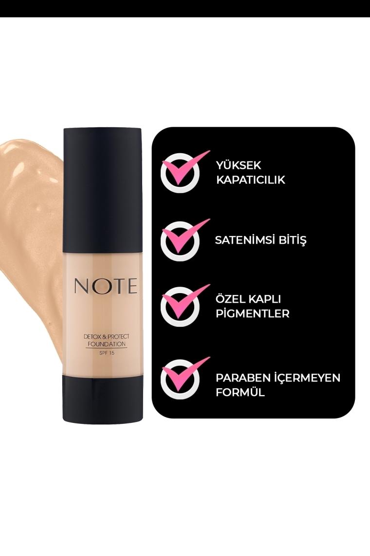 Note Detox & Protect Fondöten Spf 15 02 Natural Beige