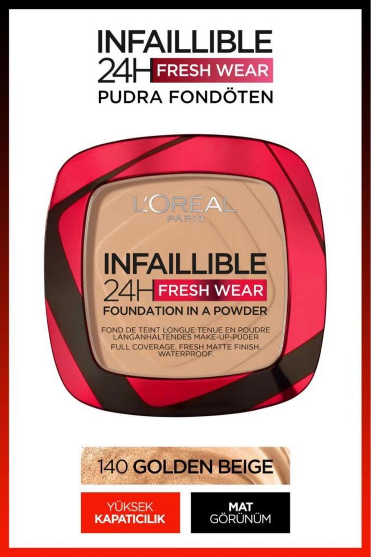 Loreal Paris Infaillible 24H Fresh Wear Fondation in a Powder Pudra Fondöten 140 Golden Beige