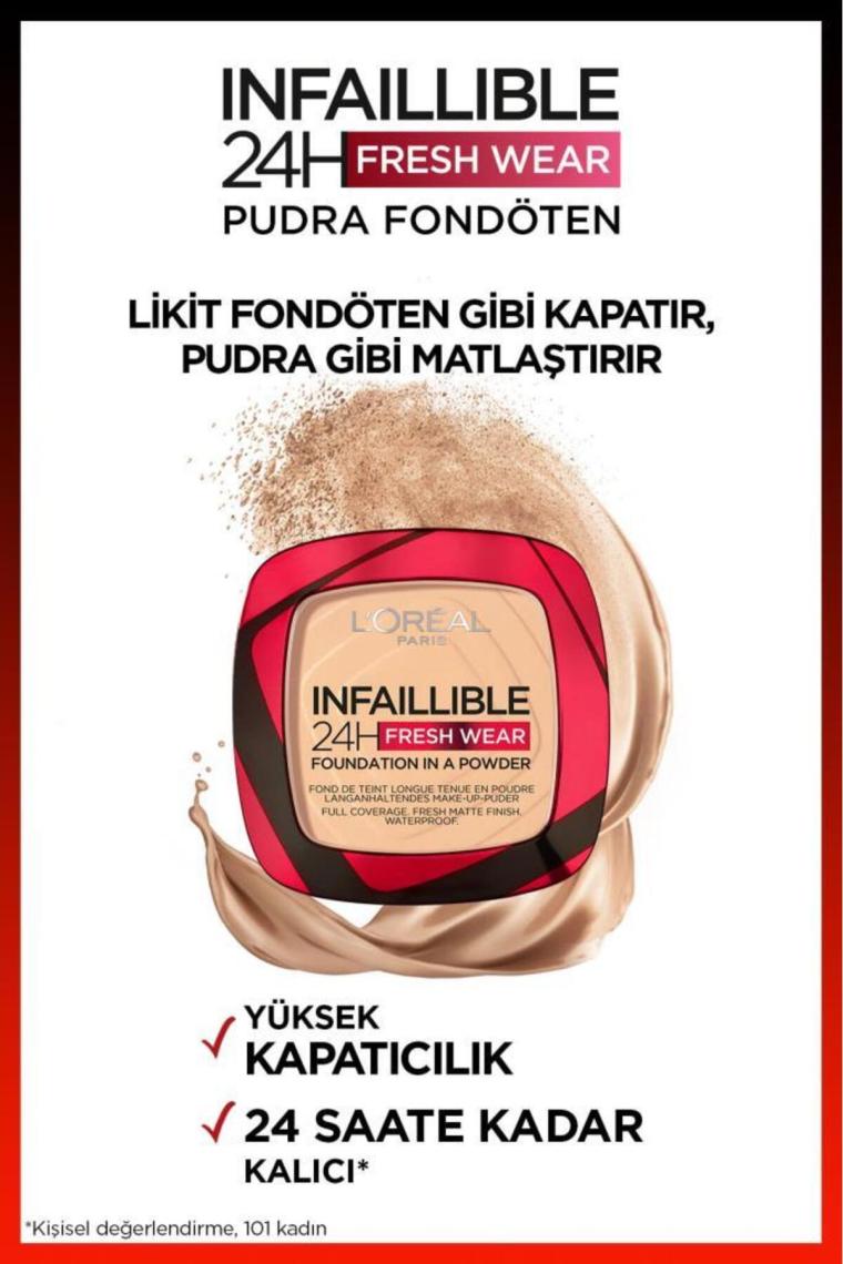 Loreal Paris Infaillible 24H Fresh Wear Fondation in a Powder Pudra Fondöten 140 Golden Beige