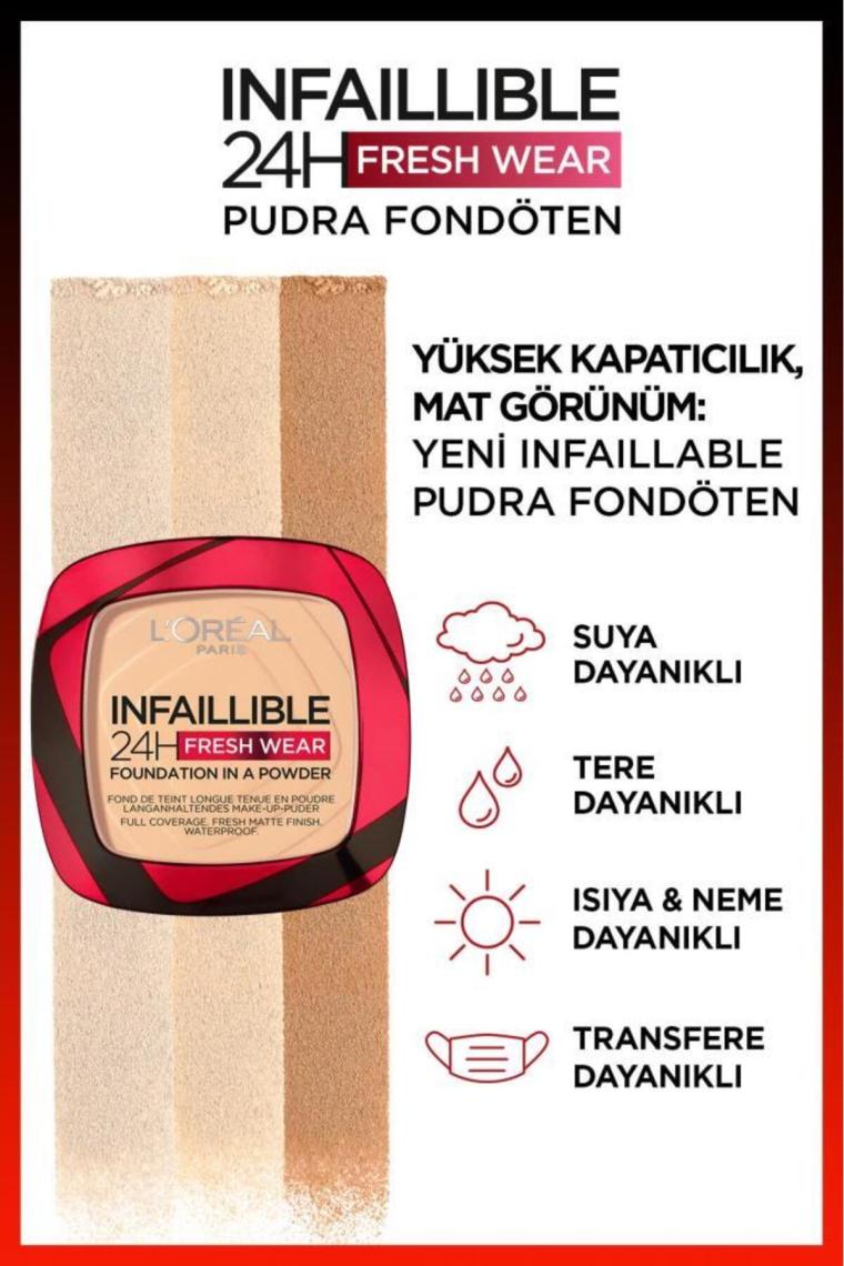 Loreal Paris Infaillible 24H Fresh Wear Fondation in a Powder Pudra Fondöten 140 Golden Beige