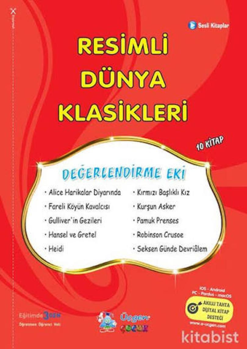 1. ve 2. Sınıf Hikaye Kitabı Seti Resimli Dünya Klasikleri 10 Kitap Kırmızı Seri Üçgen Çocuk