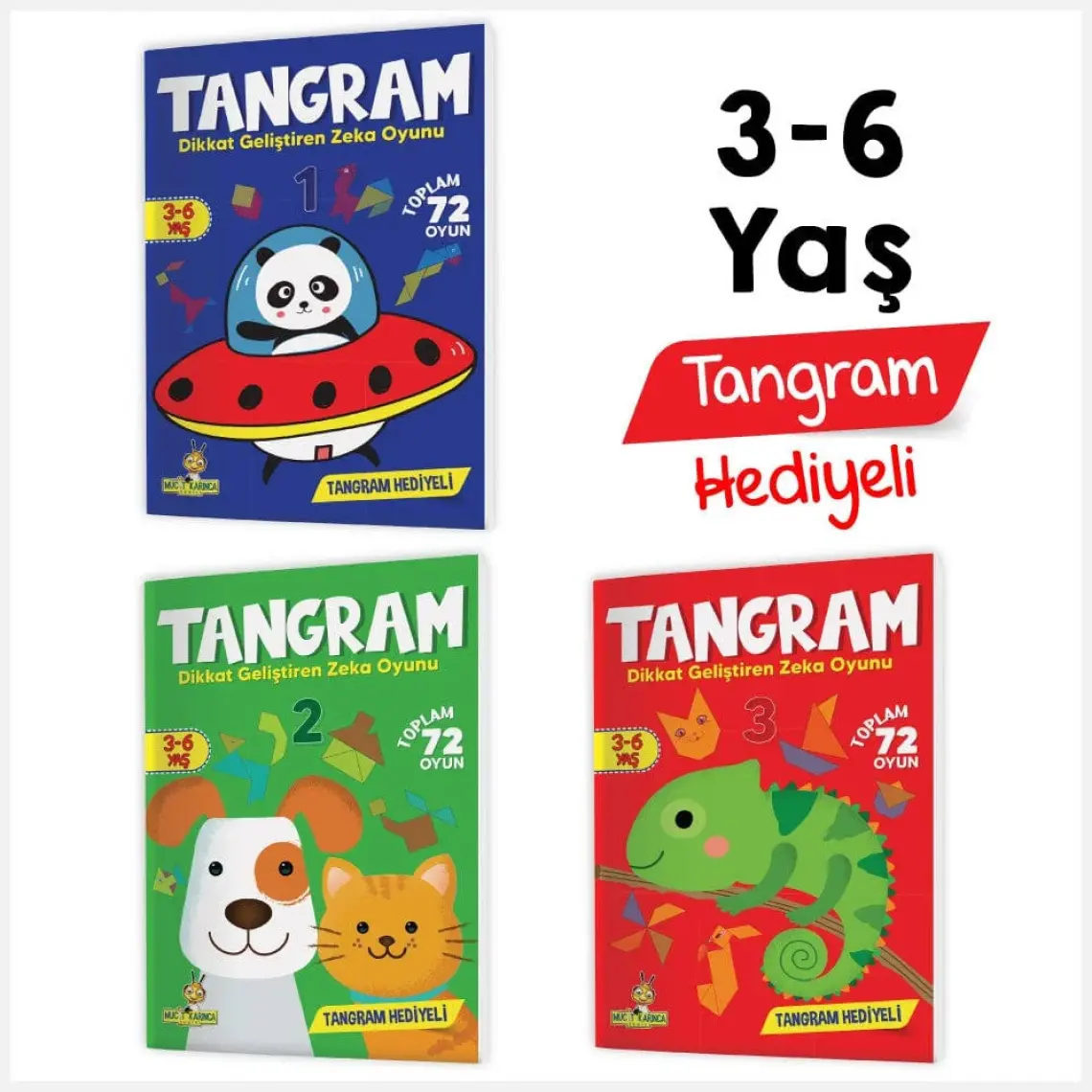 Yükselen Zeka 3-6 Yaş Tangram Kitap Seti - Dikkat Geliştiren Zeka Oyunu