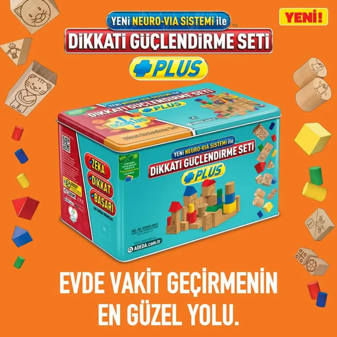 Adeda Yayıncılık Dikkati Güçlendirme Seti Plus 6 Yaş (120 Ahşap Materyal + 3 Kitap Takım) - Osman Abalı