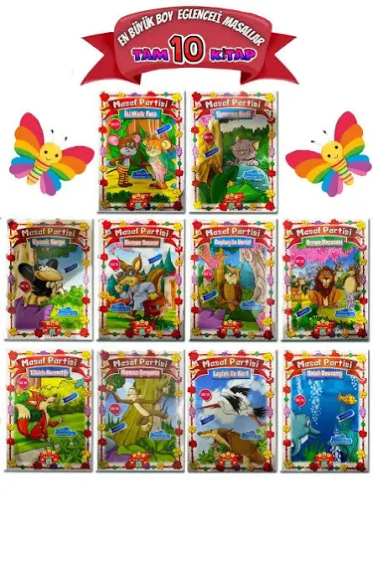 Masal Partisi 10 Kitap BÜYÜK BOY ve Rengarenk Resimli (2-6 yaşa uygun)